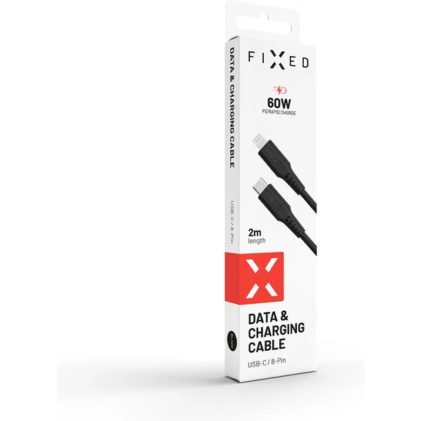 FIXED Liquid silikónový napájací kábel USB-C/Lightning 60W 2m čierny - Káble a redukcie - Obrázok 1JS1000601