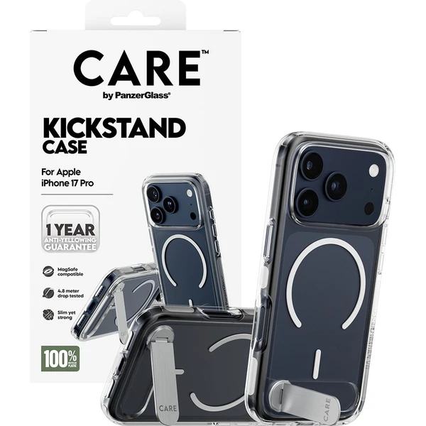 PanzerGlass® CARE Kickstand kryt s MagSafe Apple iPhone 17 Pro strieborný/biely - Puzdra - Obrázok 1KDH000K01