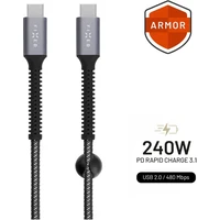 FIXED Armor USB-C/USB-C napájací kábel 240W 2m sivý - Káble a redukcie