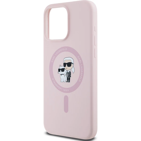 Karl Lagerfeld Liquid Silicone Karl and Choupette Magsafe zadný kryt iPhone 15 Pre ružový - Puzdra - Obrázok 1KP5000J01