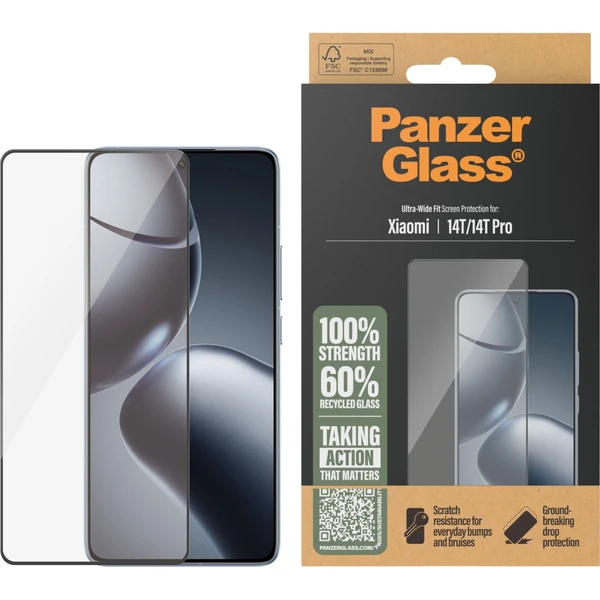 PanzerGlass® Ultra-Wide Fit sklo Xiaomi 14T/14T Pro 5G čierne - Ochranné fólie a sklo - Obrázok 1KPE000N01