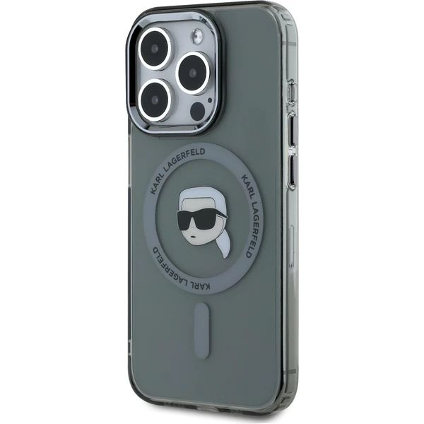 Karl Lagerfeld IML Karl Head Metal Frame MagSafe zadný kryt pre iPhone 15 Pro Max čierny - Puzdra - Obrázok 1KS6000L01