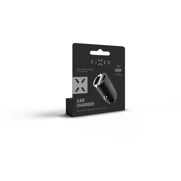 FIXED Mini autonabíjačka s USB-C/USB-A, PD a QC 3.0, 30W, čierna - Nabíjačky - Obrázok 1MVW600301