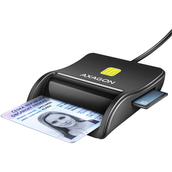 AXAGON CRE-SM3SD, USB-A FlatReader 4-slot čítačka Smart card (eObčanka) + SD/microSD/SIM, kábel 1.3  - Čítačky čipových kariet - Hlavný obrázok