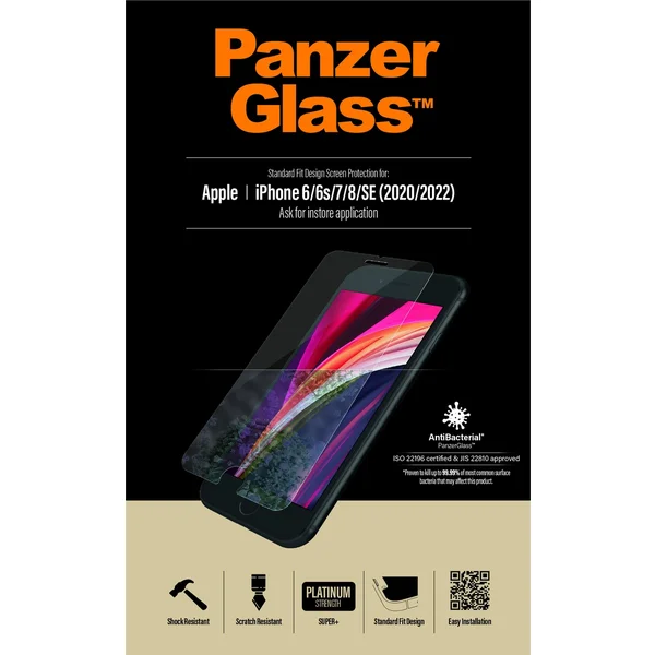PanzerGlass Standard sklo Apple iPhone 6/6s/7/8/SE (4,7") číre - Ochranné fólie a sklo - Obrázok 1QXQF00101