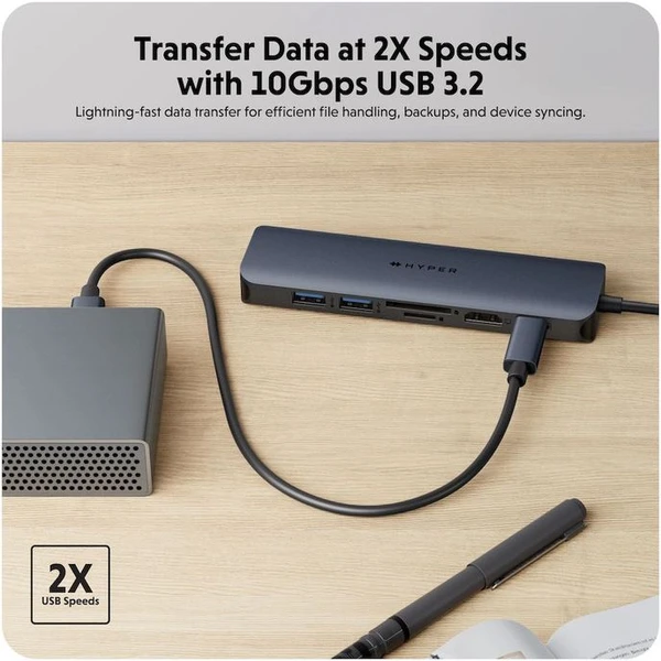 Hyper® EcoSmart™ Gen.2 USB-C 7v1 Hub 100W PD dokovacia stanica - USB huby - Obrázok 1R60000L01