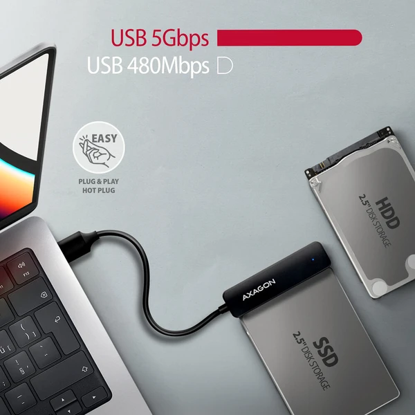 AXAGON ADSA-FP2A SLIM USB-A adaptér pre SATA 6G - Externé boxy - Obrázok 1SS6000701
