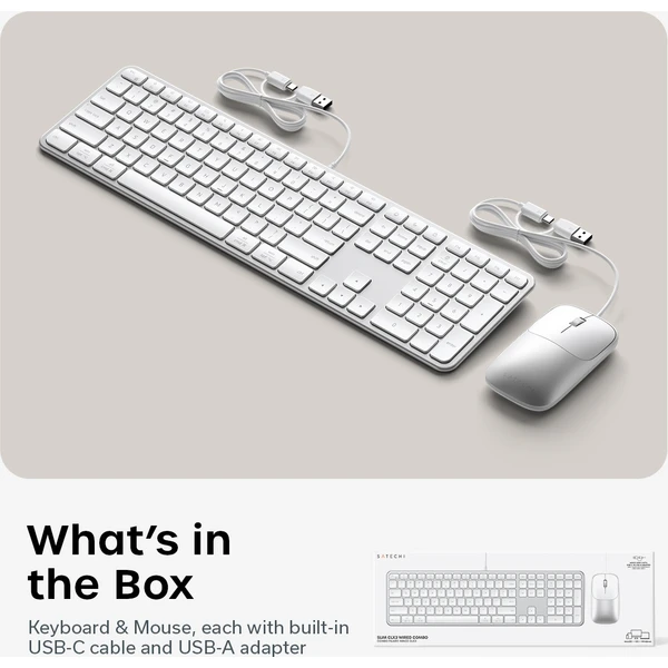 Satechi Slim CLX3 Wired Combo (Keyboard and Mouse) - US English - Silver - Klávesnicové sety - Obrázok 1a28f26184164ed58fdadb4894a879a5
