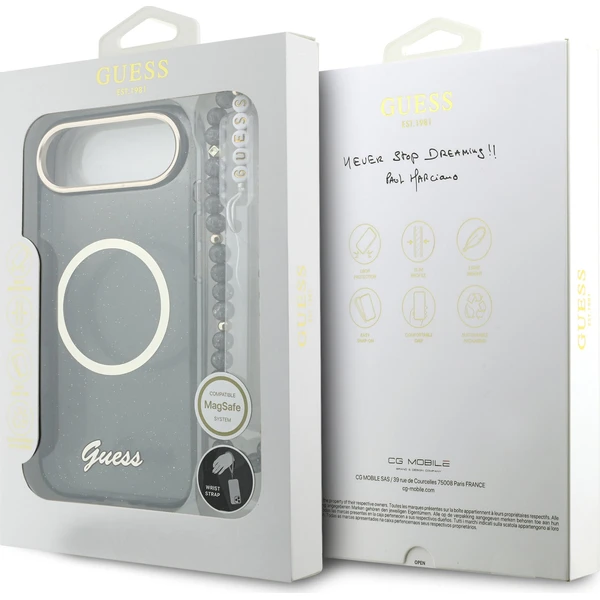 Guess IML Glitter Script Strap MagSafe kryt iPhone Air čierny - Puzdra - Obrázok 1a2c6c3bc4224831945aeb35785a7328