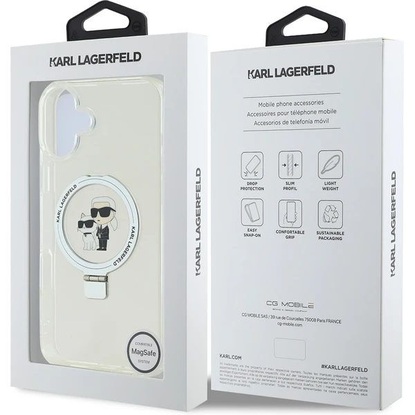 Karl Lagerfeld Ringstand Karl and Choupette MagSafe kryt pre iPhone 16 Plus biely - Puzdra - Obrázok 1a6302198d5c4793be69e3729e550ef9