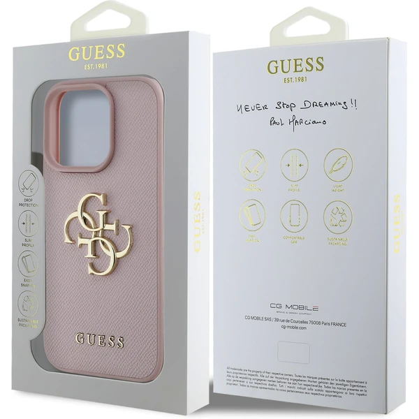Guess PU Grained 4G Metal Logo kryt iPhone 15 Pre Max ružový - Puzdra - Obrázok 1a7052c0360d4f029a27d600df8d832d