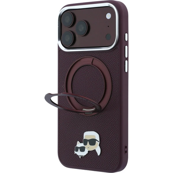 Karl Lagerfeld PU Grained K&CH Heads Ring Stand Magsafe kryt iPhone 18 Pro vínový - Puzdra - Obrázok 1a897b050e804c61bc7310c28e96b6d2