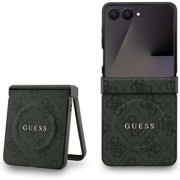 Guess PU Leather 4G Colored Ring Magnetic kryt Samsung Galaxy Z Flip 7 čierny - Puzdra - Hlavný obrázok