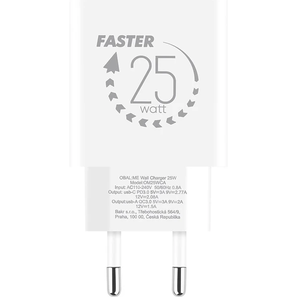OBAL:ME nabíjačka USB-A/USB-C (25W) biela - Nabíjačky - Obrázok 1ac41726340e459aabb46573711a6d8e