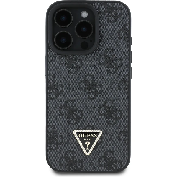 Guess PU 4G Strass Triangle Metal Logo kryt pre iPhone 16 Pro čierny - Puzdra - Obrázok 1ad688918d9e43d3a6ee138de29ad581