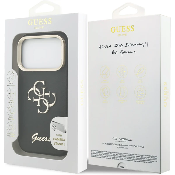 Guess PU Grained 4G Logo Stand Camera Frame kryt iPhone 17 Pro čierny - Puzdra - Obrázok 1ade763f8833469e995ca93a200da6eb