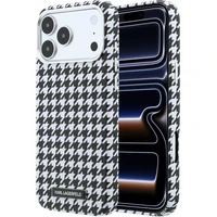Karl Lagerfeld PU Houndstooth Resin Plate MagSafe kryt iPhone 17 Pro Max čierny - Puzdra
