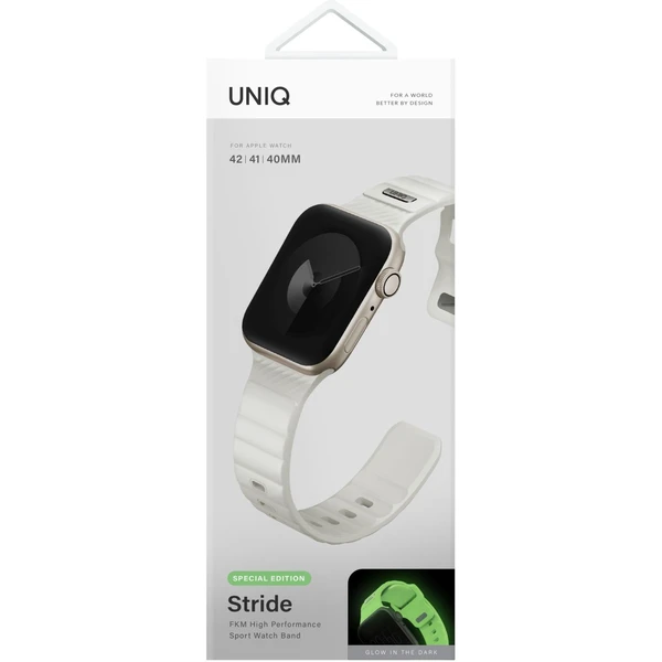 UNIQ Stride FKM Rubber vodeodolný remienok Apple Watch 41/40/38mm biely/svietiaci - Remienky - Obrázok 1b967a340b4c49388c21501ea1995500