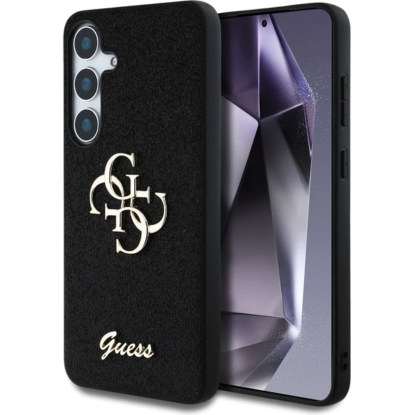 Guess PU Fixed Glitter 4G Metal Logo kryt Samsung Galaxy S25 čierny - Puzdra - Hlavný obrázok