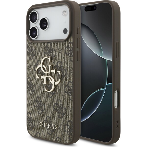 E-shop Guess PU 4G Metal Logo kryt iPhone 17 Pro Max hnedý