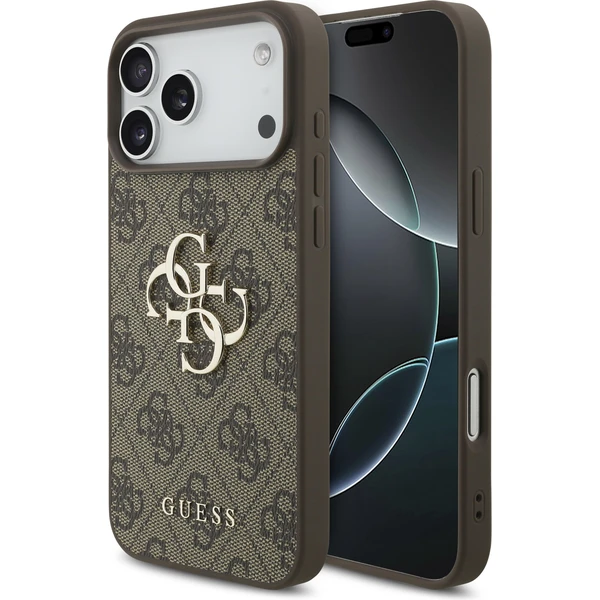 Guess PU 4G Metal Logo kryt iPhone 17 Pro Max hnedý - Puzdra - Hlavný obrázok