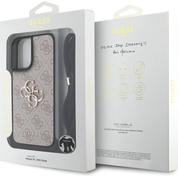 Guess PU 4G Metal Logo Crossbody popruh kryt iPhone 16 ružový - Puzdra - Obrázok 1bff65cebcce4f4e9436e5b3b6cbb428