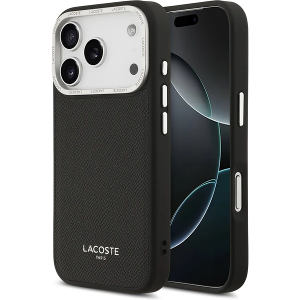 Lacoste PU Leather Champs Elysees MagSafe kryt iPhone 17 Pro čierny - Puzdra - Hlavný obrázok