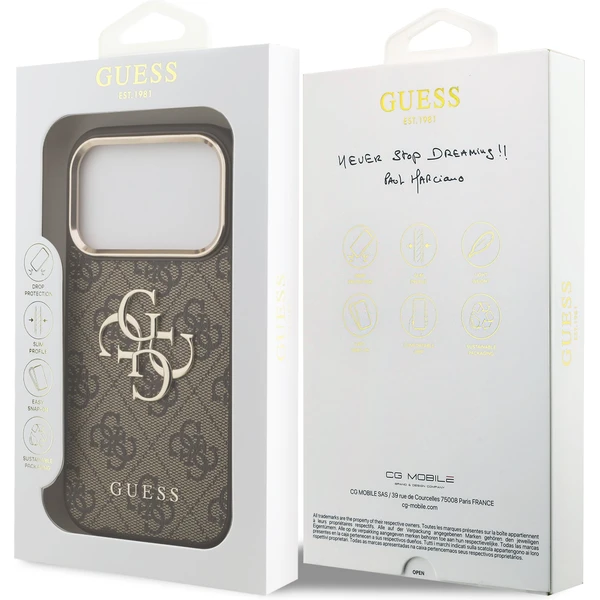 Guess PU Leather 4G Metal Logo Gold Frame MagSafe kryt iPhone 17 Pro Max hnedý - Puzdra - Obrázok 1cfccf0eddc64090b1c37bda9208e225
