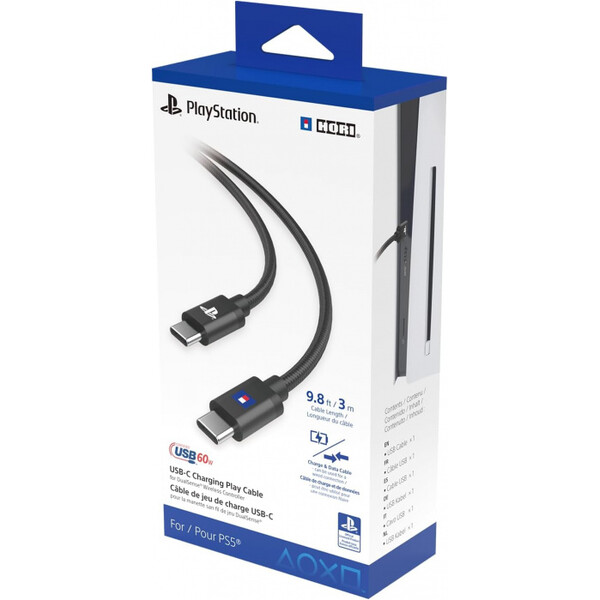Hori USB-C/USB-C napájací kábel pre DualSense 60W 3m čierny