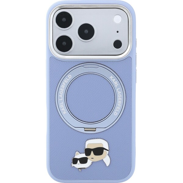 Karl Lagerfeld PU Grained K&CH Heads Ring Stand Magsafe kryt iPhone 18 Pro modrý - Puzdra - Obrázok 1d57661ce93549b396a9e0db8142bbb3