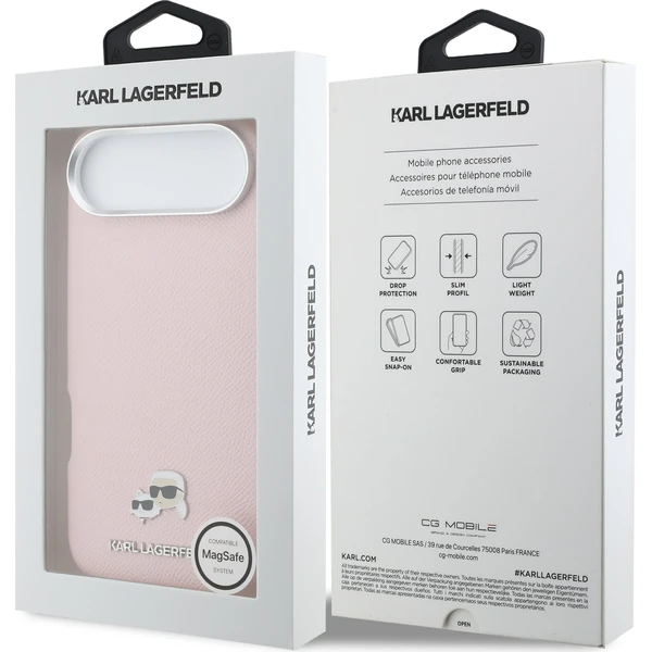 Karl Lagerfeld PU Karl a Choupette Heads Pins MagSafe kryt iPhone Air ružový - Puzdra - Obrázok 1d7408f1dbbf41729b4bbf010f50a867