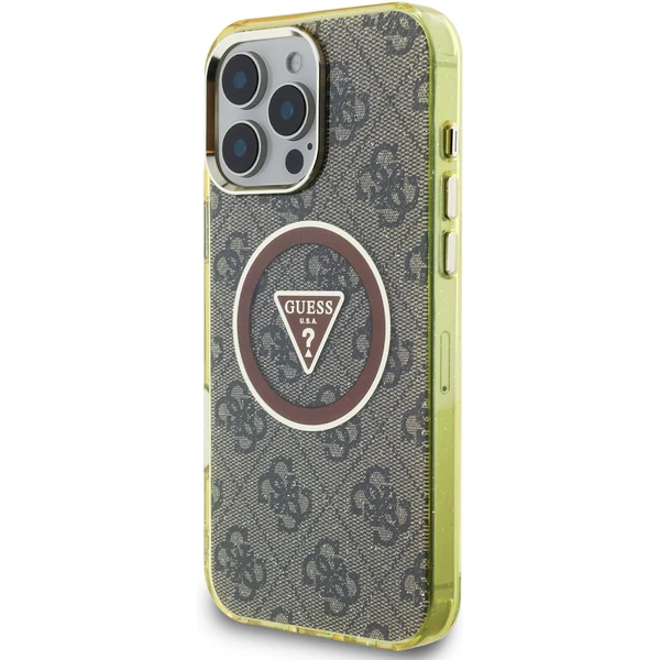 Guess IML 4G Glitter a Triangle Logo MagSafe kryt iPhone 16 Pro Max hnedý - Puzdra - Obrázok 1e1c1d17f7394e77bb7463af614163e2