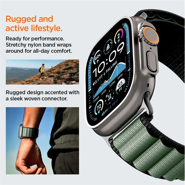Spigen Fabric Band (hook) remienok Apple Watch 49/46/45/44mm čierny/zelený - Remienky - Obrázok 1e1ca8ed97c74e6cbb3c670ec29df38b