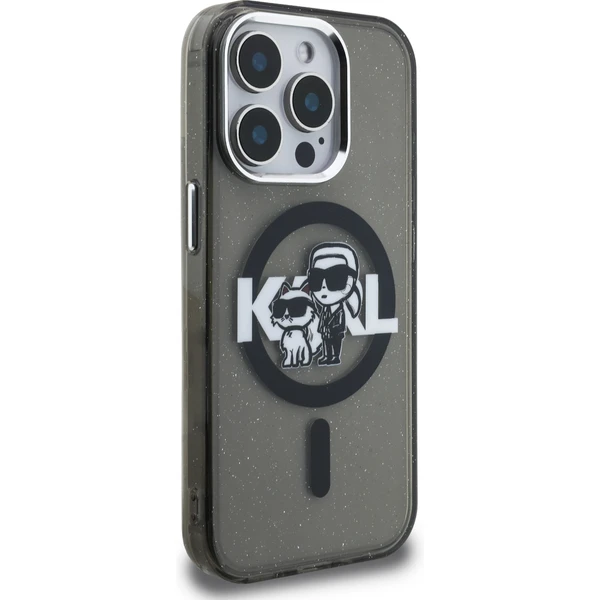 Karl Lagerfeld IML Glitter Karl and Choupette Sketch MagSafe kryt iPhone 15 Pre čierny - Puzdra - Obrázok 1e2d4797b54142cea913bdba2ef406e4