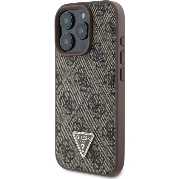 Guess PU 4G Strass Triangle Metal Logo kryt pre iPhone 16 Pro Max hnedý - Puzdra - Obrázok 1e32d70e60f5416ea4b2c2dfcc5cec1f