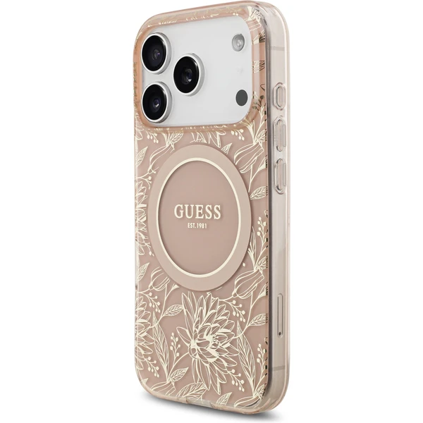 Guess IML Flowers Allover Strap MagSafe kryt iPhone 17 Pro ružový - Puzdra - Obrázok 1e47010cfe434d58947a0d44b86147ee