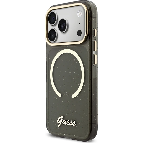 Guess IML Glitter Script Strap MagSafe kryt iPhone 17 Pro čierny - Puzdra - Obrázok 1e666dbfdb464657b5fa28b9452a512b