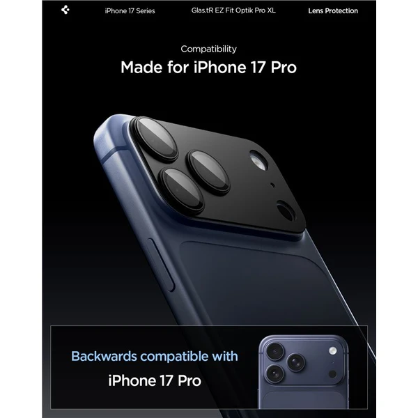 Spigen Glass TR EZ Fit Optik Pro XL sklo na fotoaparát iPhone 17 Pro čierne - Ochranné fólie a sklo - Obrázok 1e74d7a19ac045e096dd6386d0ecc158
