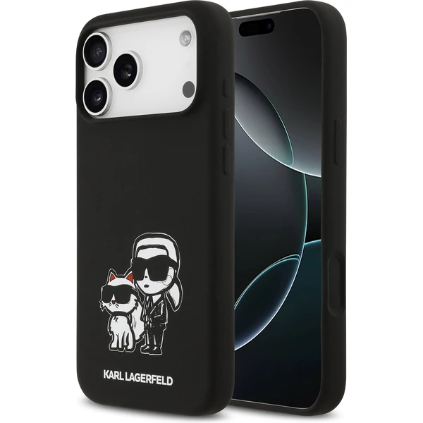 Karl Lagerfeld Liquid Silicone K&CH Sketch MagSafe kryt iPhone 17 Pro Max čierny - Puzdra - Hlavný obrázok