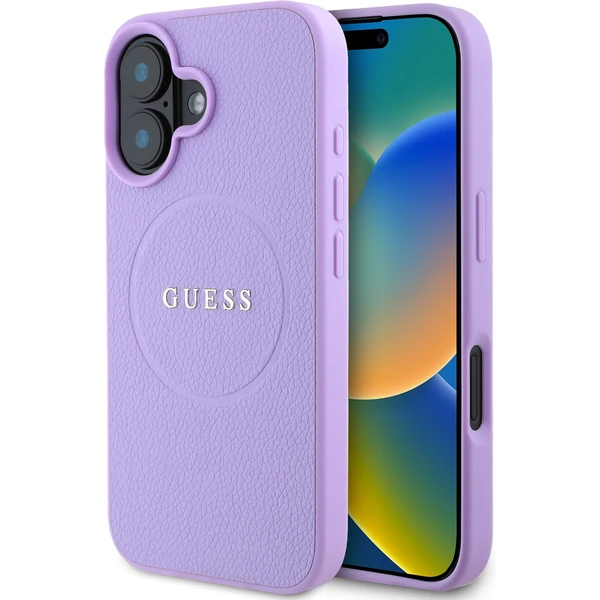 Guess PU Grained Classic Logo MagSafe kryt iPhone 16 fialový - Puzdra - Hlavný obrázok