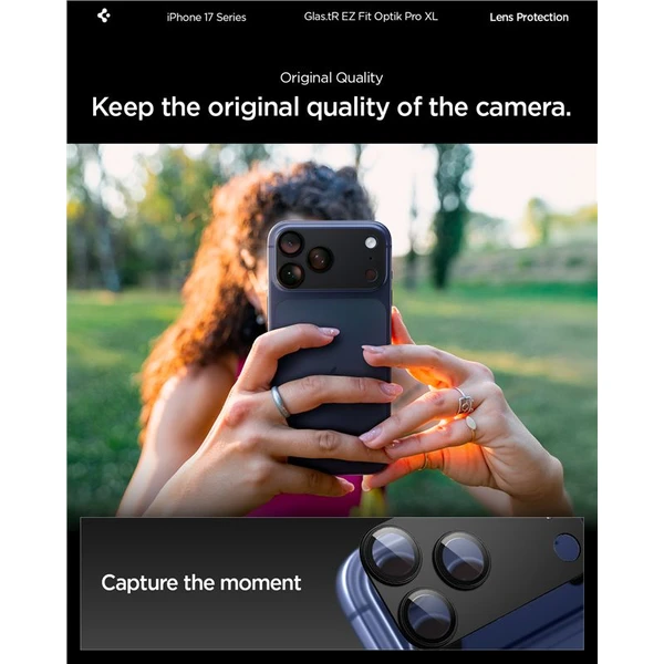 Spigen Glass TR EZ Fit Optik Pro XL sklo na fotoaparát iPhone 17 Pro čierne - Ochranné fólie a sklo - Obrázok 1f1b6dee52d44a8f951b0da89f040bc9