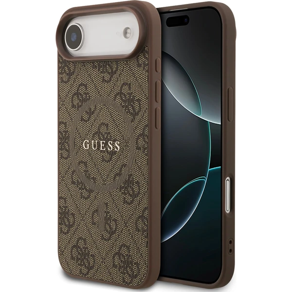 Guess PU Leather 4G Colored Ring MagSafe Zadný Kryt pre iPhone Air hnedý - Puzdra - Hlavný obrázok