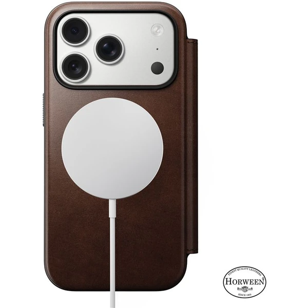 Nomad Modern Leather Folio (Horween) MagSafe kožené púzdro iPhone 17 Pro Rustic Brown - Puzdra - Obrázok 1f87ebd92b06426aa2d7e91d98a56c6e