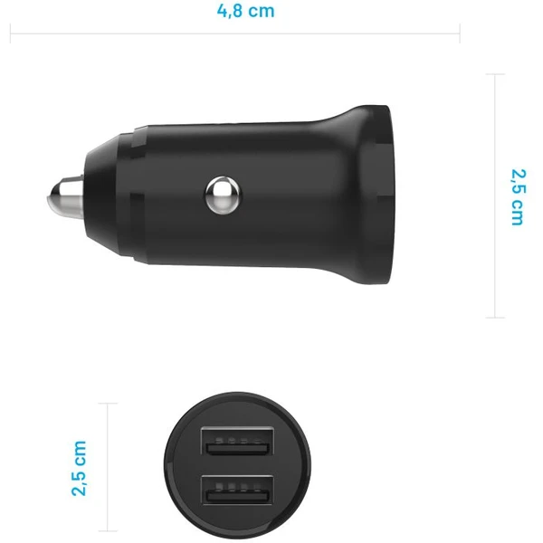 FIXED autonabíjačka s 2xUSB výstupom, 15W Smart Rapid Charge čierna - Nabíjačky - Obrázok 1faef1785e54494e9e6492e44a46c4ca