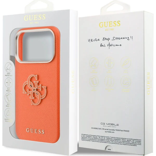 Guess PU Resin Logo kryt iPhone 17 Pro oranžový - Puzdra - Obrázok 1ffed3e1d7484c56bfebec888b28c2a5