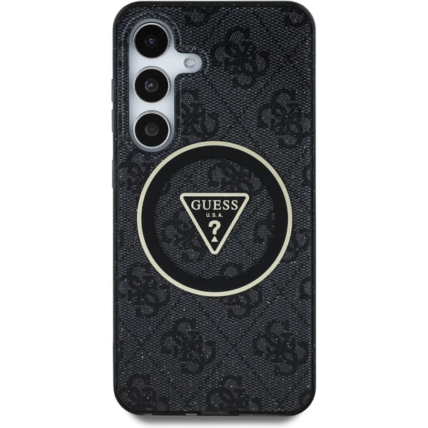 Guess IML 4G Glitter a Triangle Logo MagSafe kryt Samsung Galaxy S25+ čierny - Puzdra - Obrázok 20062e9b28e74770882eee64bf08a555