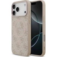Guess PU Leather 4G Colored Ring MagSafe Zadný Kryt pre iPhone 17 Pro Max ružový - Puzdra