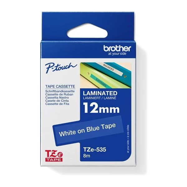 Brother TZe-535 páska biela na modrom 12 mm - Pásky pre štítkovače - Hlavný obrázok