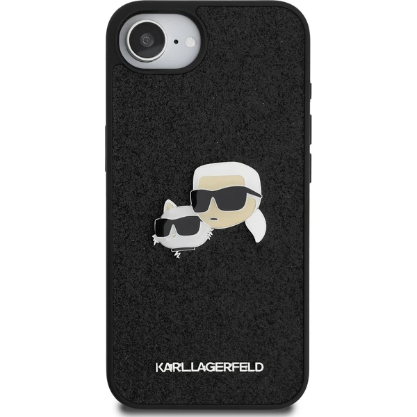 Karl Lagerfeld pevný trblietavý kovový kryt K&CH na iPhone 17e/16e čierny - Puzdra - Obrázok 2038532353274dc599b48bbe0ca29130