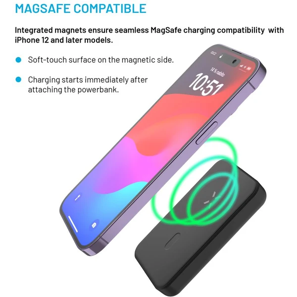 FIXED MagZen powerbanka s bezdrôtovým nabíjaním a Magsafe, 6000 mAh, čierna - Powerbanky - Obrázok 205259f393ba42d9bf7667925a42f02f